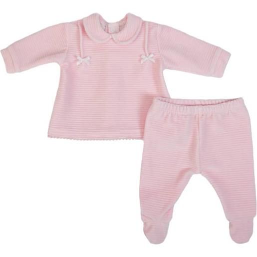 Fs - Baby tutina neonata nascita 2 pezzi in ciniglia panna