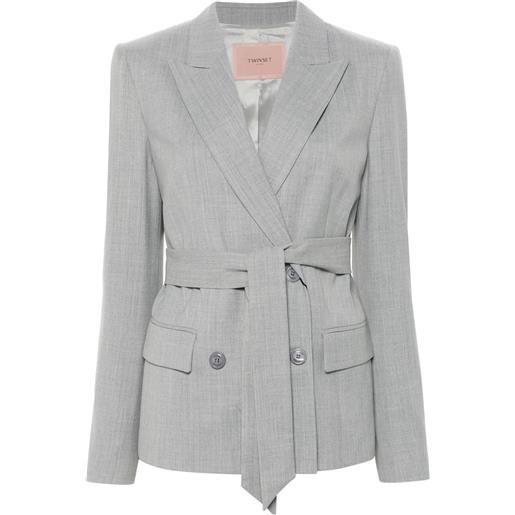 TWINSET blazer con cintura - grigio