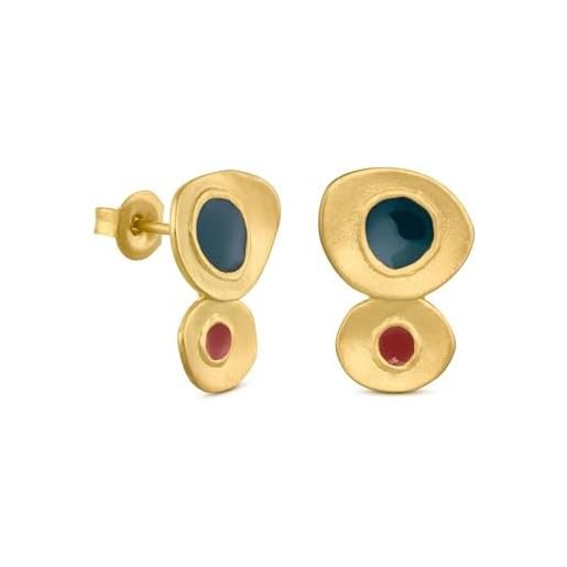 Joidart Orecchini Taglio: Doppi A Bottone In Metallo Placcato Oro 24K - Design Di Sara Domènech - Made In Spain