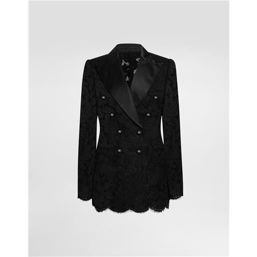 Dolce & Gabbana giacca turlington doppiopetto in pizzo cordonetto floreale logato