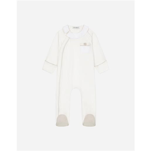 Dolce & Gabbana tutina in interlock e jaquard a pois con logo dg