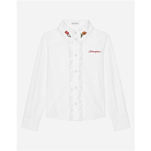 Dolce & Gabbana camicia in popeline con tulipani e logo dolce&gabbana