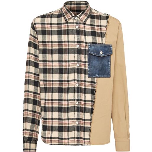 DSQUARED2 camicia con design patchwork - toni neutri