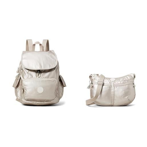 Kipling city pack s, zaino donna, argento (silver metallic glow), taglia unica izellah, borse a tracolla, donna, argento (metallic glow), taglia unica
