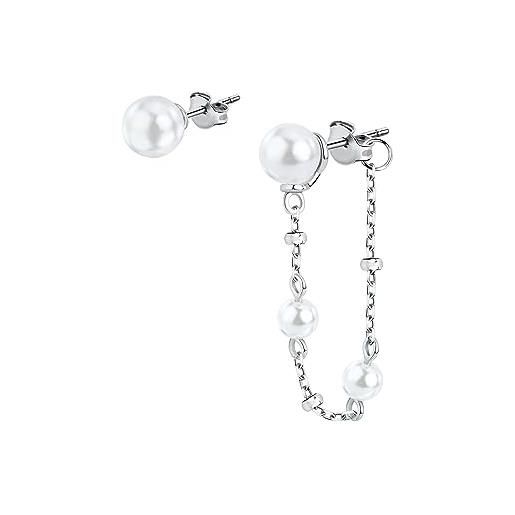 Morellato orecchini donna in argento 925‰, collezione perle contemporary, perla bianca - sawm08