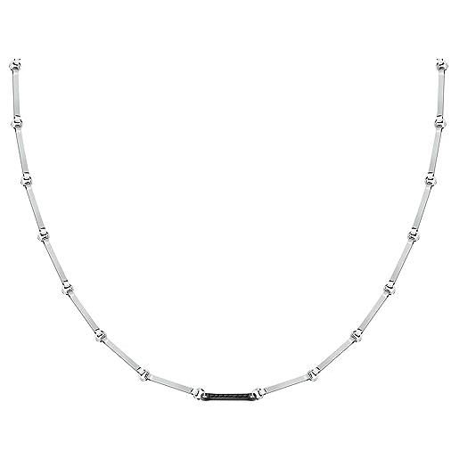 Morellato collana uomo in acciaio inossidabile, pietra pavè, ip nero, collezione urban - sabh37
