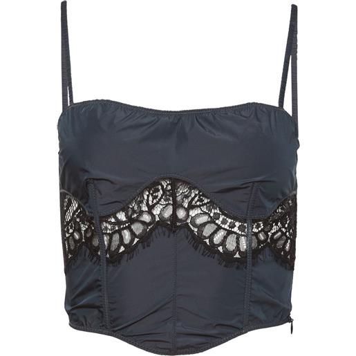 Fleur Du Mal top con bordo in pizzo - blu