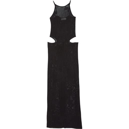 Fleur Du Mal abito lungo in pizzo con maglia pointelle - nero