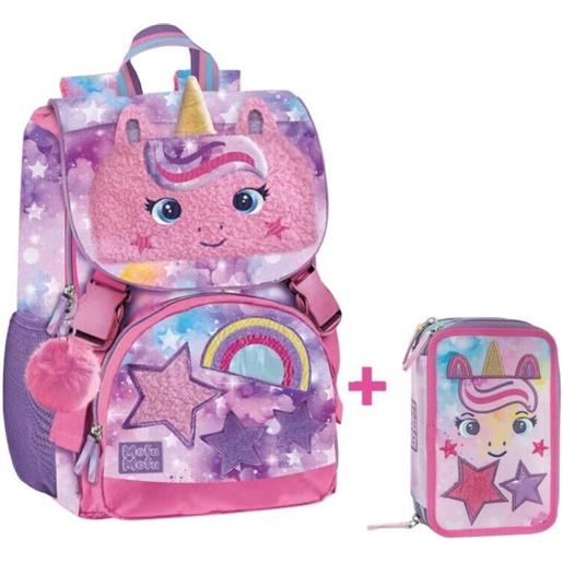 Zaino estensibile big mofu mofu rabbit + astuccio 3 zip con corredo mofu mofu