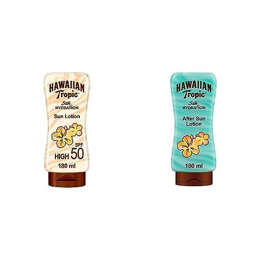 Hawaiian tropic silk hydration lozione spf 50, 180ml & crema doposole idratante con aloe, 180ml