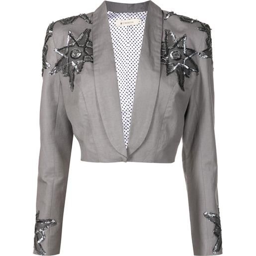 Lethicia Bronstein hepburn star-appliqué linen blazer - grigio