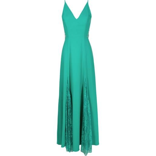 Lethicia Bronstein abito georgia lungo con inserti in pizzo - verde