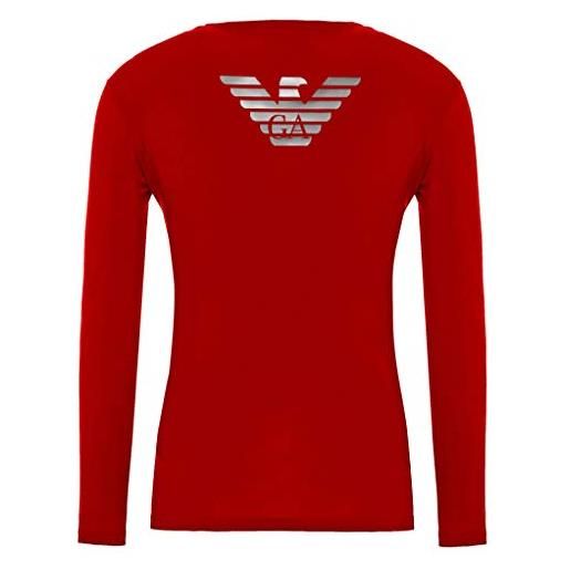 Emporio Armani 111023 6a725 - maglietta da uomo a maniche lunghe, scollo rotondo rosso l