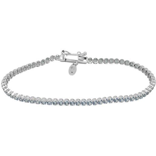 ORO&CO bracciale tennis oro&co in oro bianco bimba con topazi azzurri e diamante ct. 0,005, colore g, purezza si. Misura 14 cm
