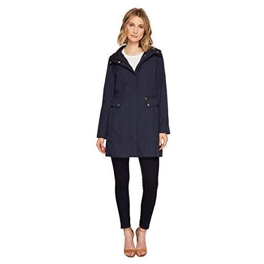 Cole Haan - giacca antipioggia da donna con cappuccio e fiocco posteriore - blu - small