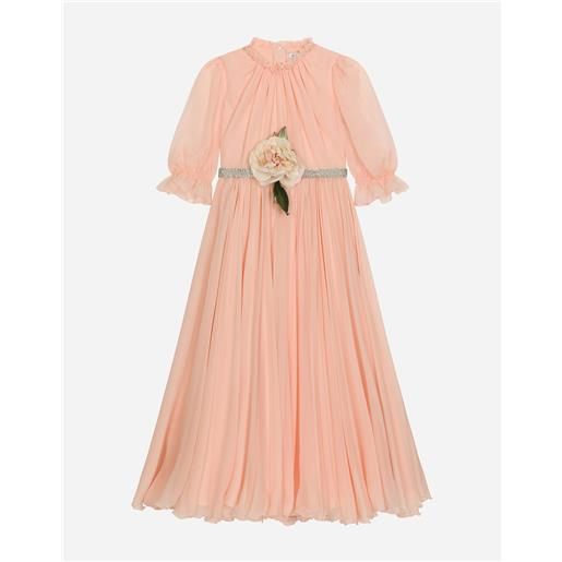 Dolce & Gabbana abito in chiffon con fiore tridimensionale