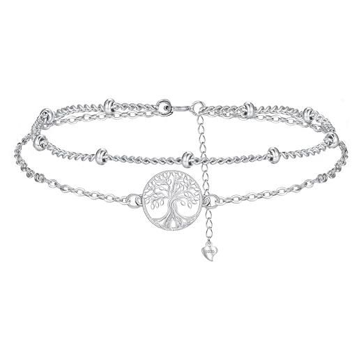 Aka Gioielli Bracciale Albero Della Vita In Argento 925 Rodia To Con Cristallo Regolabile 18-21 Cm