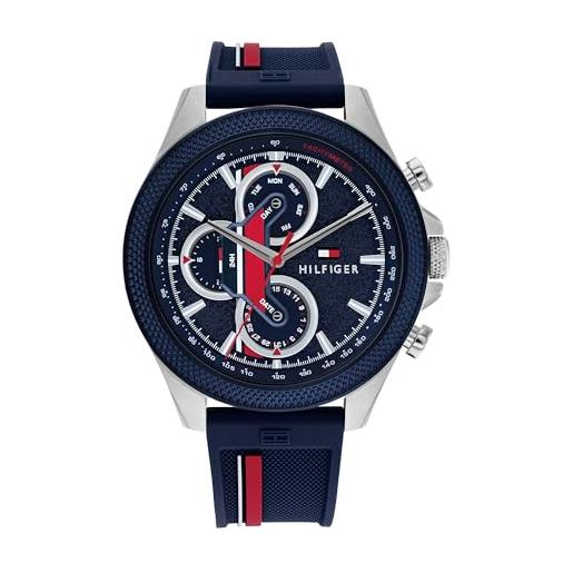 Tommy Hilfiger orologio analogico multifunzione al quarzo da uomo con cinturino in silicone blu - 1792083