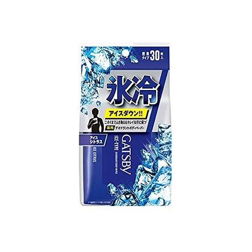 Mandom gatsby giappone salviette deodoranti corpo uomo ice-feel agrumi di ghiaccio 30 foglie ideale per viaggi
