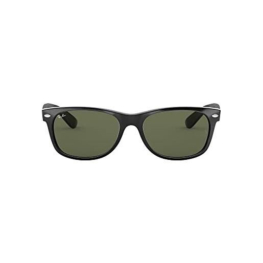 Ray-Ban new wayfarer, occhiali da sole, unisex , nero (cornice nera / verde), 52 mm