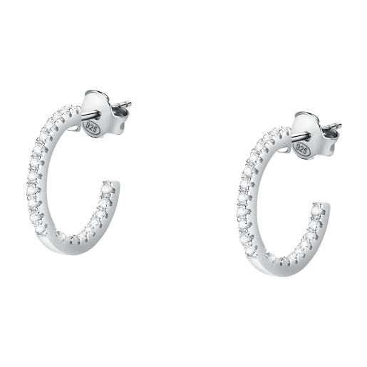 Morellato orecchini a cerchio da donna in argento 925‰, zirconi, collezione tesori - saiw146