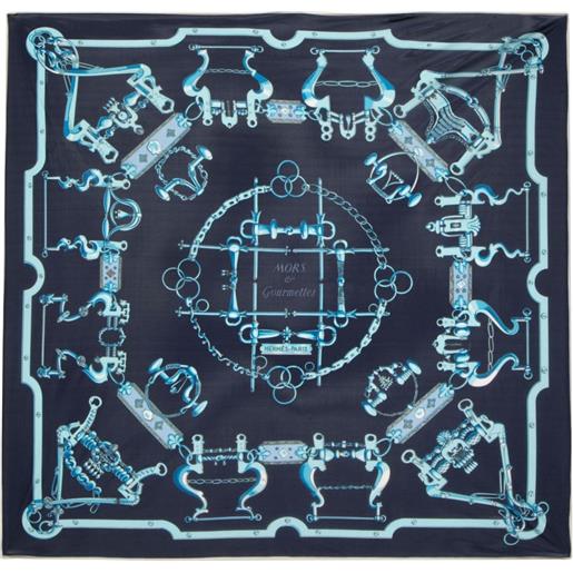 Hermès Pre-Owned - foulard mors et gourmettes - donna - seta - taglia unica - blu