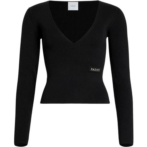 Patou maglione con scollo a v - nero