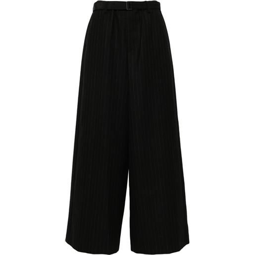 sacai pantaloni a palazzo gessati - nero