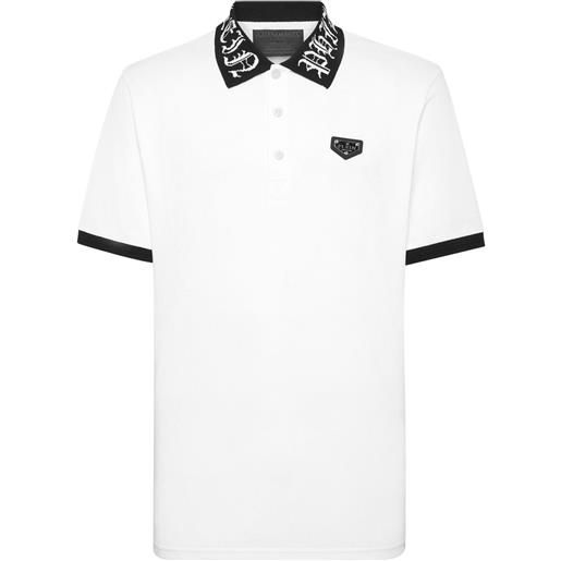 Philipp Plein polo con placca logo - bianco