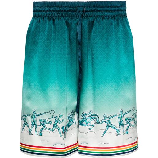 Casablanca shorts la déesse du stade in seta - verde
