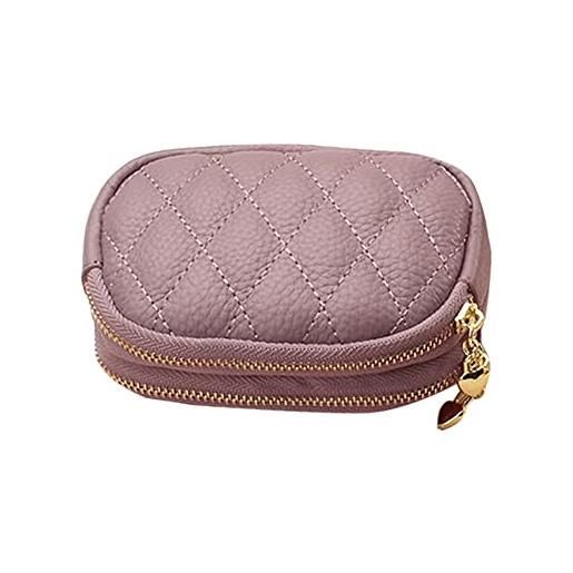 Asudaro borsa con cerniera portachiavi, portamonete in pelle con doppia cerniera custodia di vacchetta retrò con cerniera portafoglio porta carte portachiavi - per piccoli oggetti, chiave a moneta rossetto