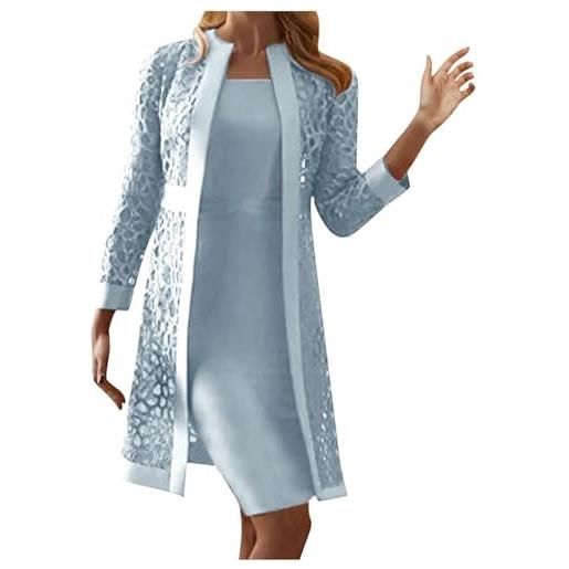Generico set di abito e cardigan a vita alta, traspirante da donna vestito a tubino con cardigan banchetto abito da cerimonia elegante abito estivo donna corto per la primavera e l'estate confortevole 2024