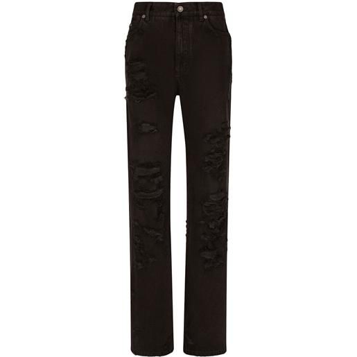 Dolce & Gabbana jeans svasati con effetto vissuto - nero