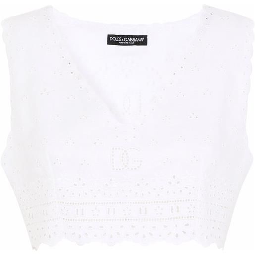 Dolce & Gabbana top crop con ricamo - bianco