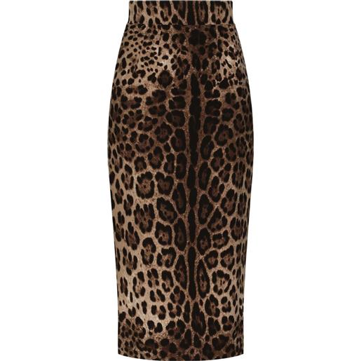 Dolce & Gabbana gonna midi leopardata - marrone