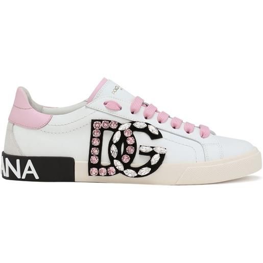 Dolce & Gabbana sneakers portofino con strass - bianco