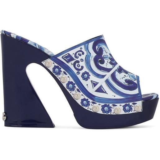Dolce & Gabbana clogs con stampa maioliche 105mm - blu