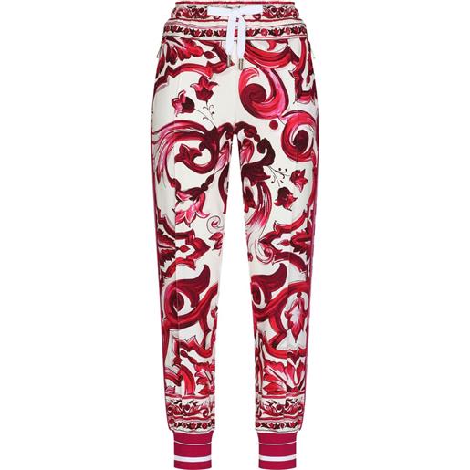 Dolce & Gabbana pantaloni sportivi con stampa maiolica - bianco