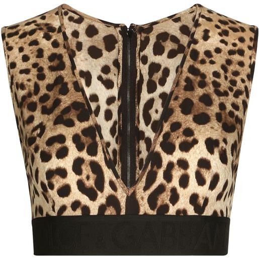 Dolce & Gabbana top corto leopardato - marrone