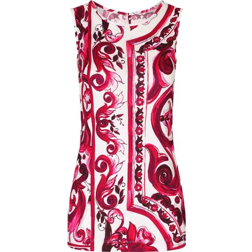 Dolce & Gabbana canotta con stampa maioliche - rosso