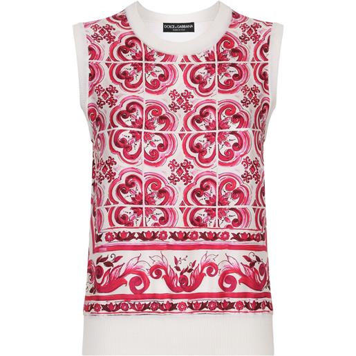 Dolce & Gabbana canotta con stampa maioliche - bianco