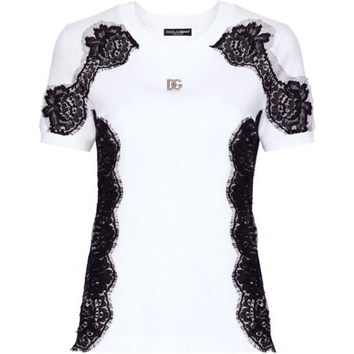 Dolce & Gabbana t-shirt dna con pizzo - bianco