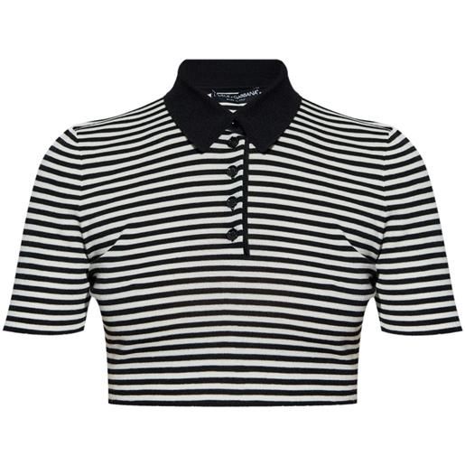Dolce & Gabbana polo crop a righe - nero