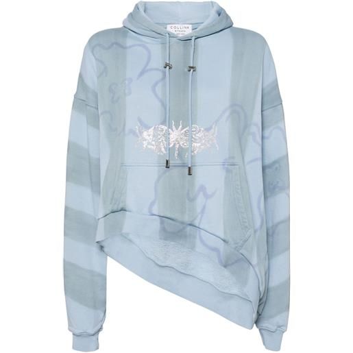 Collina Strada felpa flower stripe con cappuccio - blu