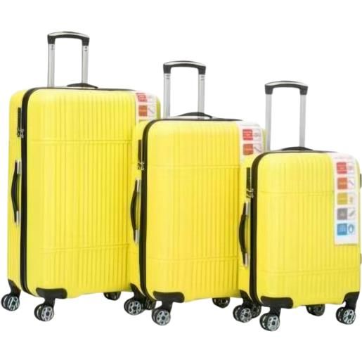 Malu Shoes set di 3 valigie giallo con struttura rigida trolley valigie bagaglio a mano