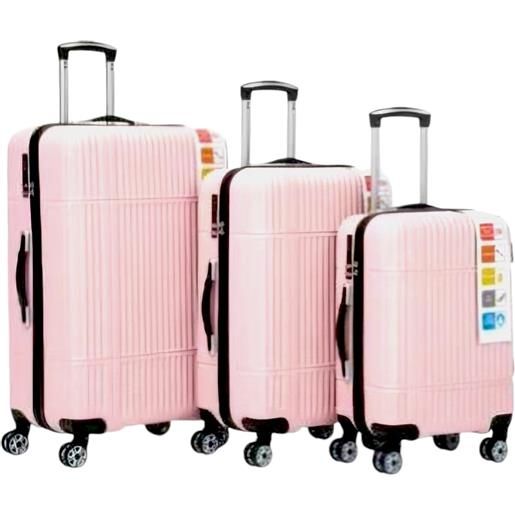 Malu Shoes set di 3 valigie rosa chiaro con struttura rigida trolley valigie bagaglio a mano