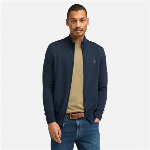 Timberland - maglione in cotone a zip intera williams river da uomo in blu scuro, uomo, blu, taglia: 3xl