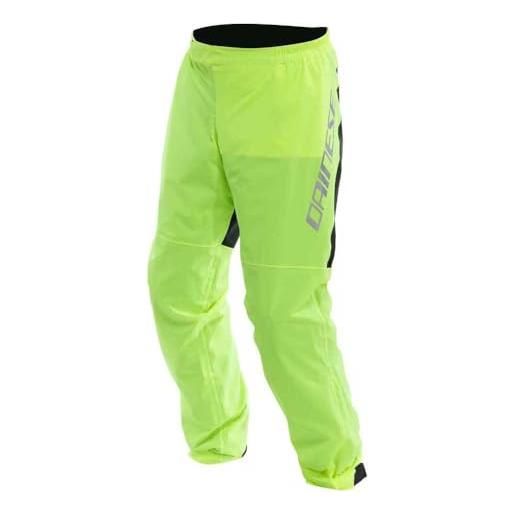 Dainese - ultralight rain pants, pantaloni antipioggia impermeabili e antivento, ultra leggeri, ripiegabili, pantaloni antipioggia per moto, unisex, giallo fluo, xxl