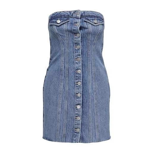 ONLY abito in jeans femminile onljasmine abito corto, media blu denim, xs