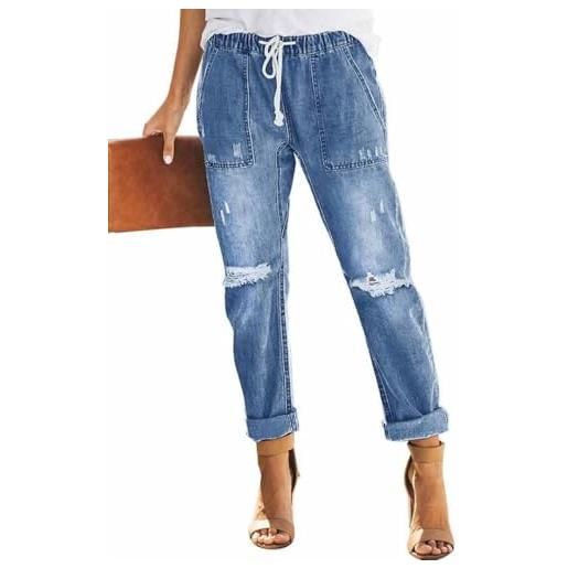 Alaster Queen jeans da donna jeans a gamba larga jeans da donna a vita alta elasticizzati blu m